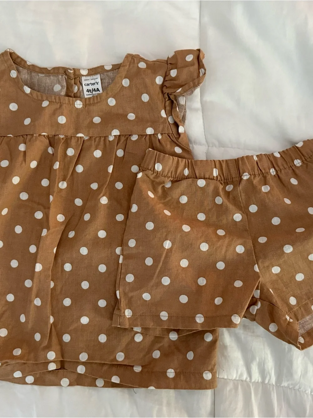 Carter's Tan Polka Dot Cotton 2 piece set w